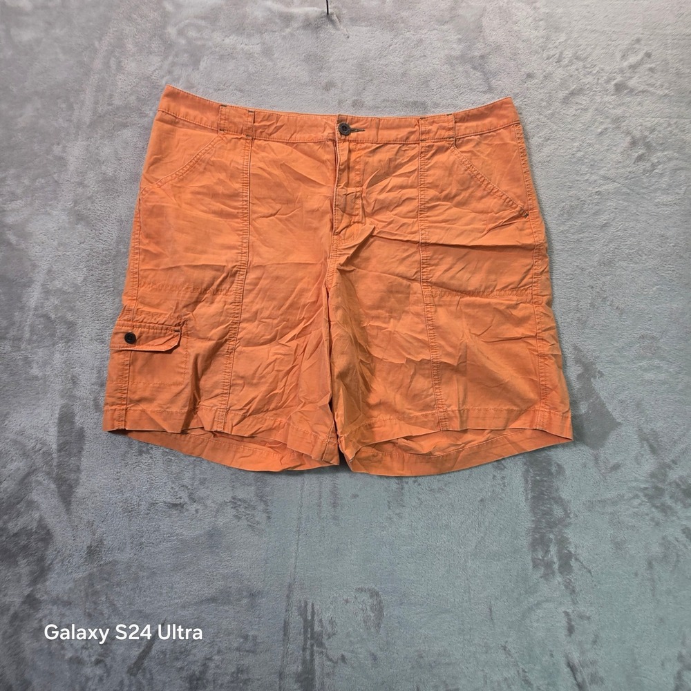 Eddie Bauer Orange Cotton Ripstop Cargo Shorts Womens 18 Utility Hiking 6473